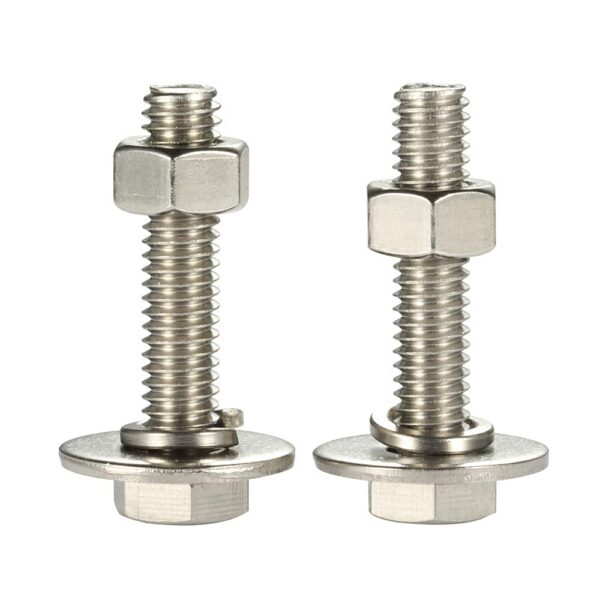 Version 1.0.0 Mellewell 1/4-20 x 4 Hex Head Bolts with Hex Nuts and Thick Flat & Lock Washers, Fully Threaded, Stainless Steel 18-8, Plain Finish, 8 Sets