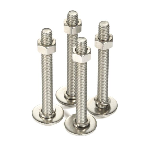 Version 1.0.0 Mellewell 1/4-20 x 4 Hex Head Bolts with Hex Nuts and Thick Flat & Lock Washers, Fully Threaded, Stainless Steel 18-8, Plain Finish, 8 Sets