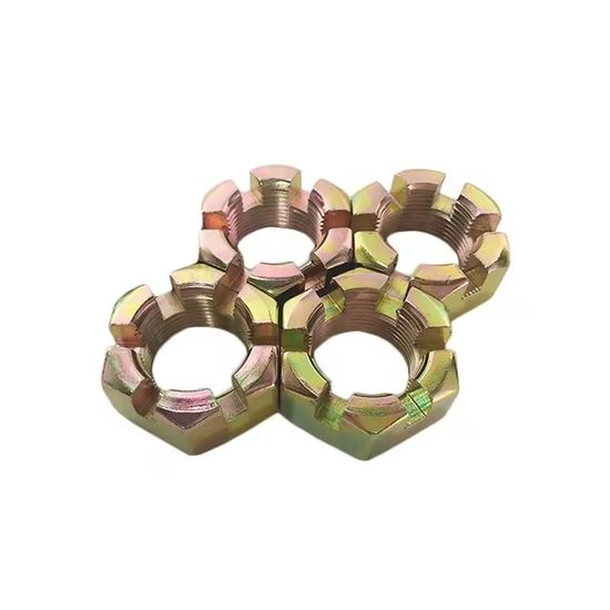 Carbon Steel High-Quality Customized Yellow Galvanized Hexagonal Slotted Nuts