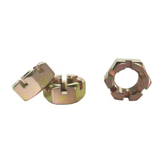 Carbon Steel High-Quality Customized Yellow Galvanized Hexagonal Slotted Nuts