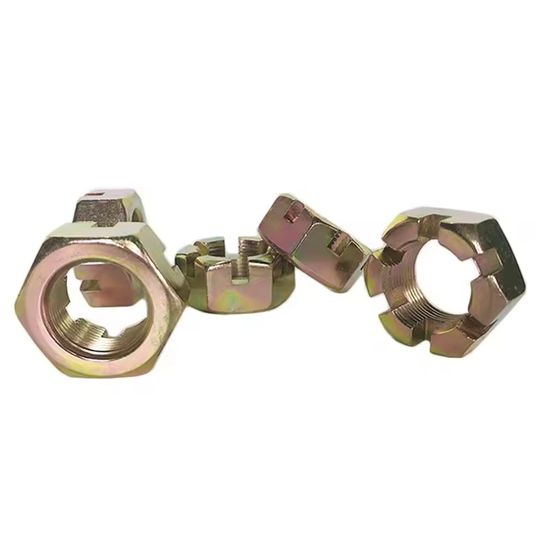 Carbon Steel High-Quality Customized Yellow Galvanized Hexagonal Slotted Nuts