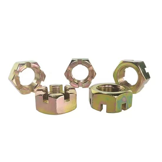Carbon Steel High-Quality Customized Yellow Galvanized Hexagonal Slotted Nuts