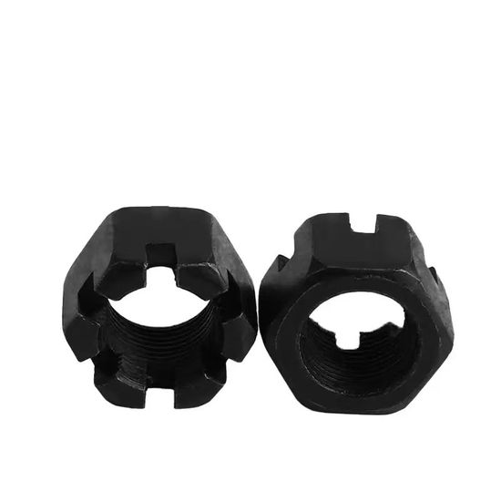 Reliable Black Hexagonal Slotted Nuts for Heavy-Duty Applications