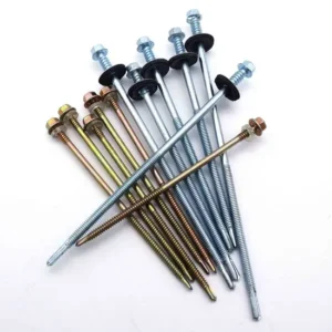 Hex Washer Head Self-Drilling Screws with EPDM bonded washer (5) Premium Hex Washer Head Self-Drilling Screws – Heavy-Duty Carbon Steel Roofing Fasteners with EPDM Bonded Sealing Washer